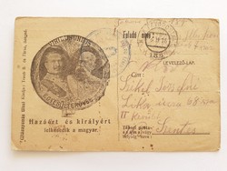 Régi képeslap I. vh.1916 tábori posta levelezőlap honvéd gyalogezred bélyegző