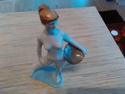 Régi ritka Zsolnay porcelán női akt tálal