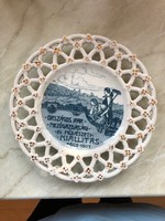 Zsolnay áttört mintás porcelán tányér
