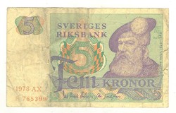 5 kronor korona 1978 Svédország