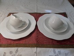Fehér festetlen herendi páros - tányér+csésze