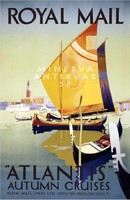 Royal Mail Atlantis utazási reklám, vitorlás, Velence 1930 Vintage/antik plakát reprint
