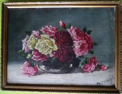 Mesterházy Dénes: Csendélet rózsákkal  1900 körül