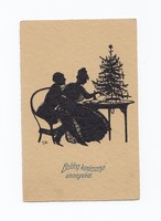 Karácsonyi Üdvözlet posta tiszta árnyképes antik képeslap
