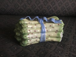 Very rare, with blue long ribbon, Herend asparagus bonbonier from 1939, antique
