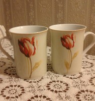 Tulipános porcelán bögrék 2 db