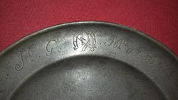 Antik céhes ón tányér óntányér 1750-ből