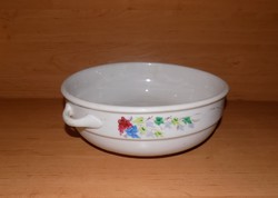 Antik kézi festett virágmintás porcelán füles nagy paraszt tál 27* 9 cm (6p)