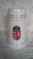 Kiárusítás! Magyar címeres hollóházi porcelán korsó