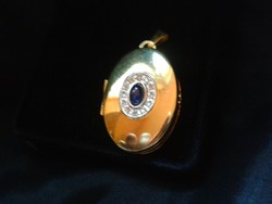Diamond sapphire 585 / 14kr.Gold open pendant.Certificate is!