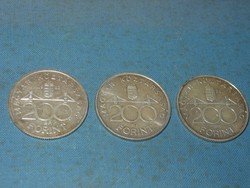Silver 200 HUF 1992,1993,1994 3 pieces !!