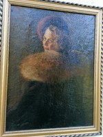 Hermelines hölgy  a 20 xzázad elejéről Ismeretlen festő