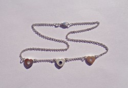 42.3 Cm. Long centered blue stone three-hearted 925 necklace