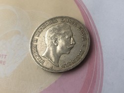 1908 ezüst Porosz 5 márka 27,8 gramm 0,900 szép darab