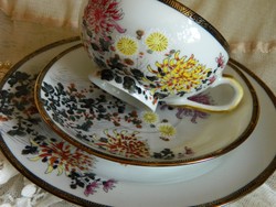 Antique Japanese breakfast set, cups and saucers, floral