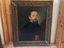 Ismeretlen biedermeier férfi portré rokokó keretben