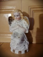 Antik imádkozó porcelán angyal, házi oltár, asztaldísz,