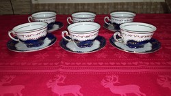 Zsolnay Pompadur porcelán teás csészék + alj ( 6 db )