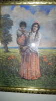 Glatz Oszkár - Cigány asszony,gyermekével (?)- 1914- 1 forintról!