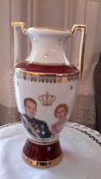 kézi festett Prince Rainer-Princesse Grace de  Monaco váza