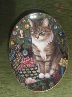 Royal Worcester macskás fali tál tányér karácsonyi macska cica cicás