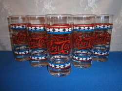 J_055 / 6 db nagyon ritka Pepsi Cola üdítős pohár 3 dl-es, súlyos készlet