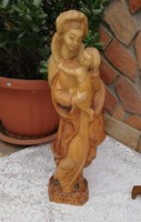 Szűz Mária és Jézus fából készült szobor 
