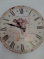 Vintage style wall clock with bouquet of flowers / provance /