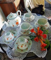 5 személyes gyönyörű barokk Zsolnay antik teáskészlet szép állapotban!