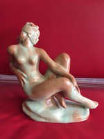 Gyönyörű Art Deco Komlós kerámia gyűjteményből Női akt hibátlan 26 cm 
