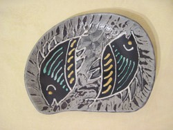 Retro Várdeák Ildikó kerámia kínáló hal motívummal  21 x 16 cm