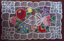 Kalocsai színes riselt terítő, 35,5 x 23 cm