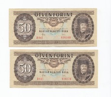 50 Forint 1983 sorszámkövető 2db