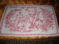 ANTIK FESTETT FEHÉR ALAPÚ PIROS MINTÁS FALVÉDŐ, SZERETNÉK MÁJUS ÉJSZAKÁJÁN.. ANTIK FESTETT FEHÉR ALAPÚ PIROS MINTÁS FALVÉDŐ, SZERETNÉK MÁJUS ÉJSZAKÁJÁN..