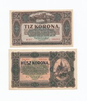 10 - 20 korona 1920 szép ropogós