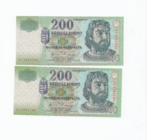 200 Forint 2007 "FC" 2db sorszámkövető 