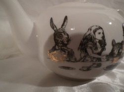 Porcelán - JELZETT -  Alice csodaországban - Angol - aranyozott - 3,5 dl porcelánkanna