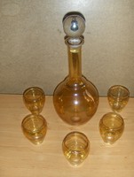 Retro irizált üveg ital kínáló készlet kiöntő pohár 5 személyes (16/K)