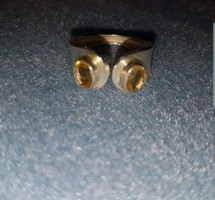 Citrin drágaköves sterling ezüst gyűrű, állítható méretben