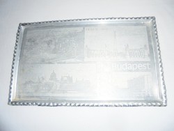 Retro reklám alu alumínium fém tálca - AMFORA ÜVÉRT - Budapest, Parlament, Hősök tere, Erzsébet-híd