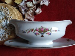Sauce with a beautiful rose pattern, no breaks or cracks, marked, numbered