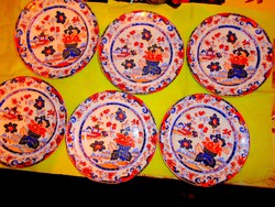 6 db antik japán Imari söteményes tányér