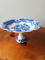 Gyönyörű Echt Kobalt kék virágmintás német sorszámozott jelzett porcelán talpas kínáló 