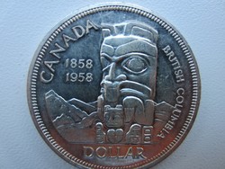 1958 Kanada Brit Kolumbia Totem 23.5gr 0.800ag ezüst érme 36mm ​   