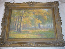 István Halasi horváth: forest detail, oil on canvas, 53x38 cm, sign at the bottom right