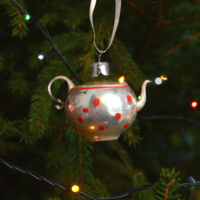 Régi üveg karácsonyfadísz - teás kávés kanna karácsonyfa dísz retro karácsonyi kávéskanna teáskanna