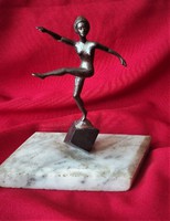 Régi Art Deco Bronz Balett Táncosnő Szobor
