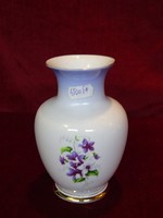 Hollóházi porcelán váza, 14,5 cm magas,ibolya mintás.