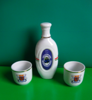Hollóházi porcelán - Szatmári szilvapálinkás butella - 75 ml-es -  2 db pohárral  