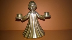 Gyertyatartó angyalka - fém miniatúra , polcdísz